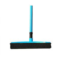 Rubber Broom Pet Hair Removal Device Telescopic Clean Sweeper Squeegee Scratch Bristle Long Push Broom (blue)