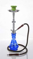 1 hose 21" Zalameh Blue Hookah Shisha Nargila water glass vase pipes smoke sale