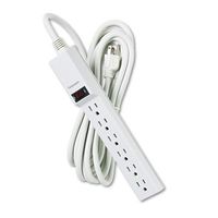 Six-Outlet Power Strip, 120V, 15ft Cord, 10 7/8 x 1 7/8 x 1 5/8, Platinum, Sold as 2 Each