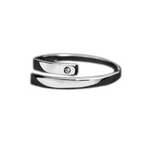 Heyu-Lotus Remarkable 925 Sterling Silver White Rhinestone Inlay Opening Adjustable Couple Lover Rings Charm Jewelry Effective(None Adjustable)