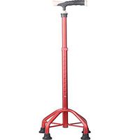 AD Walking Stick Quad Cane for Men and Women - Lightweight Adjustable Staff - for Stability Support Four Prong Sturdy Aluminum Travel Aid,Red