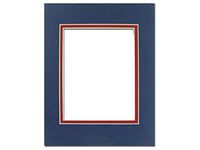 PA Framing, Double Mat, 5 x 7 Inches Frame for 3.5 x 5 Inches Photo Art Size - Cream Core/Bottle Blue Upper and Deep Red Inner Mat