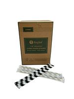 Kingseal FSC Certified Disposable Paper Drinking Straws, Paper Wrapped, 7.75" Length x 6mm Diameter, Black Swirl Stripe, Biodegradable, Earth Friendly, Bulk Pack - 4 Boxes of 400 Straws Each