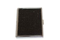 Black Glitter Compact (9 100s) Metal-Plated Cigarette Case & Stash Box