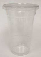 Crystalware Clear Cups with Flat Lids for Milkshake, Smoothies, 50 Cups/lids (10 oz.)