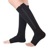 Hosmide Zippered Compression Socks 15-20mmHg,Knee Length,Open Toe,for Women and Men (Black, S/M)