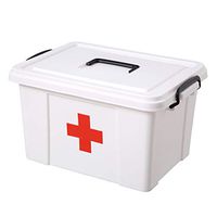 Healifty First Aid Container Lockable Family Medicine Chest Storage Box Organizer Empty Emergency Kit with Handle and Snap Buckle for Home