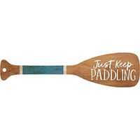 P. Graham Dunn Just Keep Paddling Nautical Brown 4 x 1 Wood Hanging Gift Wrap Tag Charm