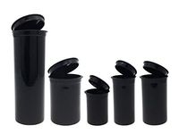 DRAM 5 Pack Squeezetops® Medicine Bottle RX Wellness Containers 08,13, 19, 30, 60 Drams (Black - Opaque)