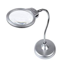 Magnifiers Desktop Main Mirror 10X Auxiliary Mirror 20X Magnifying Glass Illuminated with LED Lights Elderly Reading Electronic Inspection Watch Mobile Phone Repair Enlargement Mirror,Silver