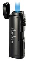 Personalized Visol Pyrgos Black Matte Quad Flame Torch Cigar Lighter