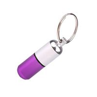 Aluminum Alloy Water-proof Air-tight Large Volume Pill Fob Pill Case Pill Box Pill Holder with Keychain (Purple)