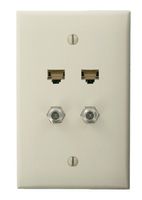 Leviton 5EA10-M4T 2 Data Ports QuickPlate Mid Size 1 Gang Wallplate, Light Almond