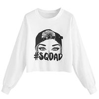 CrazyFashion 2020 Women Casual Letter Print Long Sleeve Shirt Sweatshirt Tops White