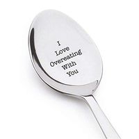 I love overeating with you spoons an unique quirky anniversary gift for your love-Best gift for foodies-Valentines day gift for Girlfriend Boyfriend-Stainless steel spoons size of 7 inches.