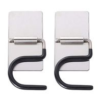 2 Pcs Stainless Steel Punch-free Self Adhesive Mop Holder Wall Mount Mop Hook Broom Hanger Home Organizer & Tool Storage Rack for Bathroom and Kitchen(Black)