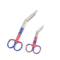 Wdl 2 Pcs Lister Bandage Nurse Scissors 3.5"+5.5" American Flag Pattern