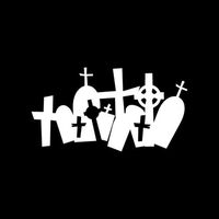 GRAVESTONES Sticker Cemetery Vinyl Decal Grave Death Scary Halloween Burial Dead - Die Cut Vinyl Decal for Windows, Cars, Trucks, Tool Boxes, laptops, MacBook - virtually Any Hard, Smooth Surface