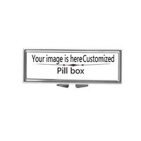 Cecillia Customize Personalized Piil Box Case Decorative Boxes Rectangular Pill Box Medicine Tablet Holder Wallet Organizer Case for Pocket or Purse (Silver Rectangle)