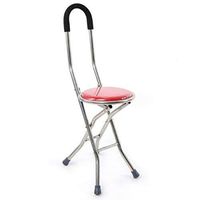 Yadianna Cozy Walking Stick Seat Folding Stool/Chair Switch Sticks 4 Legged Breathable Lightweight Alloy Frame Static Loading 180Kg Non-Slip Walking Stick with Hospital