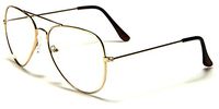 Gold Aviator Sport Thin Wire Rims Men Women Clear Lens Glasses