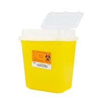 Medegen 8707TY Stackable Sharps Container, Medium, Translucent Yellow/Black, 2 Gallon Capacity, 10" Width, 11.25" Length, 7" Height, Pack of 10