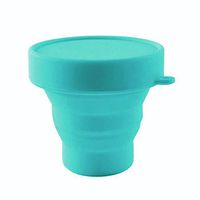 Collapsible Silicone Cup Foldable Sterilizing Cup for Menstrual Cups and Storing Your Diva Cup - Foldable for Travel from LUCKY CLOVER (Sky Blue)