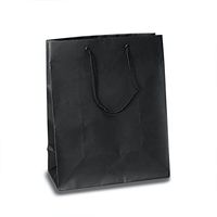 Matte Black Euro Bags with Rope Handles | Quantity: 100 | Width: 9" Gusset - 3 1/2"