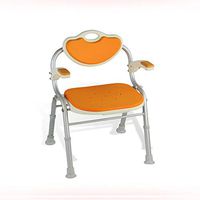 Drive Medical Foldable Bathroom Safety Shower Chair with Back for Elderly, Senior, Handicap & Disabled, Anti-Slip Bench Chair Seat Shower Stool with 90° Rotating armrest and Height Adjustable Legs