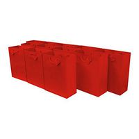 7.5x3.5x9" 12 Pcs. Medium Red Premium Quality Paper Gift Bags with Handles, Party Favor Bags for Birthday Parties, Weddings, Holidays and All Occasions