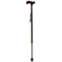 XIHAA T Type Solid Wood Handle Adjustable Cane, Portable Aluminum Alloy Outdoor Ultra-Light Feel Gold
