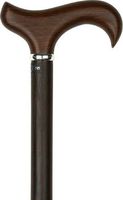 Genuine Wenge Wood Derby Walking Cane with Wenge Shaft and Silver Collar
