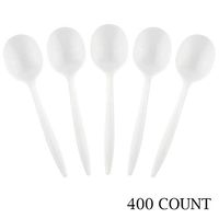 Plasticpro Cutlery 400 Mediumweight White Disposable Plastic Soup Spoons