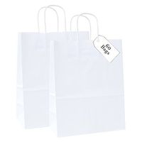 Incredible Packaging - 10" x 5" x 13" Kraft Paper Bags with Handles for Shopping, Retail, Merchandise, Gift and Party Bags. Strong and Reusable - 80 Paper Thickness- 100% Recycled Bulk (60, White)