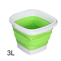 Aslion Collapsible Plastic Bucket Foldable Square Tub Portable Fishing Water Pail Outdoor (Green,3L)