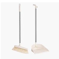 Broom and Dustpan With Long Handle Telescopic Up Extra Long Handle Magic Windproof Broom and Dustpan Stainless steel rod Multi-Function Broom Set Home Kitchen Room Garden cleaning tools