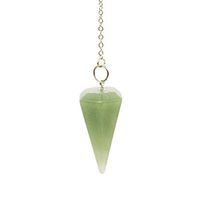 Dowsing Pendulum Made of Natural Green Aventurine Crystal for Divination Chakra Reiki. Pointed with Chain and Jewelry Pouch