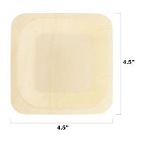 BambooMN Brand - 4.5" x 4.5" x 0.6" Disposable Wood Square Plates/Dishes - 1,000 Pieces