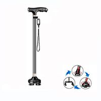 YXMxxm Walking Cane,Walking Cane with LED Light,10 Height Adjustable Walking Stick with Pivoting Wide Quad Foot Base(Black)
