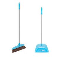 Broom and Dustpan With Long Handle Telescopic Up Household Soft Brush Broom And Dustpan Non-Slip Handle Multi-Function Windproof Broom Set Office Garage Schools Garden Cleaning Tools