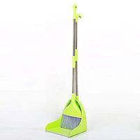 Long Handle Dustpan and Brush 2 Piece Set,92 cm 88 cm Handle Broom Set,Fashion Style Long Handle for Home Kitchen Room Office Lobby Floor Use Dust Pan,Green