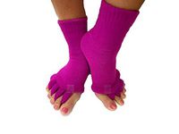 Triim Fitness Toe Separator Yoga Gym Sports Massage Socks for Foot Alignment, Great for Sore Feet and Diabetics with Free Exercise Guide! (Fuchsia)