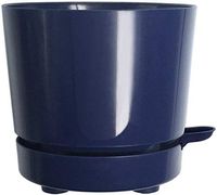 8" Self Watering + Self Aerating High Drainage Deep Reservoir Round Planter Pot Prevents Mold, Root Rot & Soil Fungus in Herbs, Succulents, for Indoor & Outdoor & Windowsill Gardens (Blue)