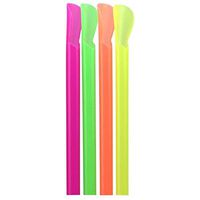 Party Dimensions 01063 50 Count Plastic Spoon Straws, 10", Neon Mix
