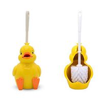 ZRW Toilet Brush Set,Strong Bristles, with Stand, Bathroom Cleaner Base Bowl Scrubber,Yellow
