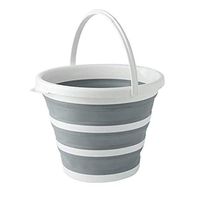 AAKitchen 10L Collapsible Water Bucket Portable Folding Water Container Space Saving Bucket for Fishing, Camping, Car Washing, Home Storage and Outdoors Wash Pail Water Container (White/Gray)