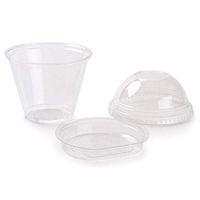 50 Count Plastic CLEAR 9 oz Squat Cup, 2 oz Insert and Dome Lid, Parfait Cup 3-piece, w/ Signature Party Picks