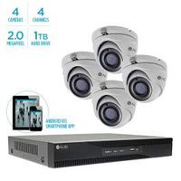 Alibi 4-Camera 2.1 Megapixel 65' IR HD-TVI Hybrid+ Outdoor Dome Video Security System