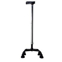 Adjustable Height Quad Cane Walking Stick Aid Four Legs Small Base Silver New