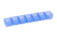 Weekly Pill Case/Box Portable Travel Medicine Organizer for Medication and Vitamin, Blue